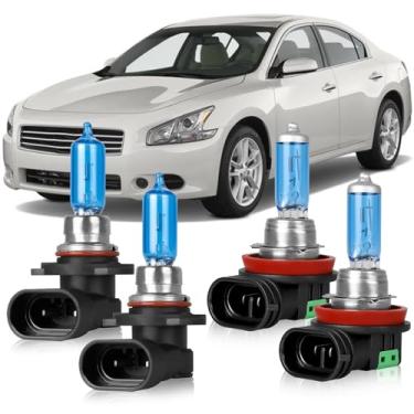 Imagem de OQSNCV Adequado para lâmpadas de farol de halogêneo Nissan Maxima (2009-2014), farol alto 9005 + kit de lâmpadas de substituição de farol baixo H11, pacote com 4