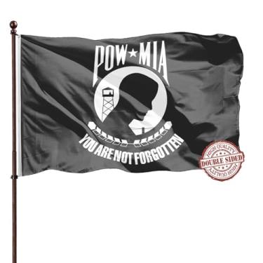 Imagem de Bandeira Pow Mia 1,2 x 1,8 m dupla face - 3 camadas resistentes bandeira Mia Pow 240D poliéster cores vivas - bandeira You Are Not Forgotten Prisoner of War - 4 linhas costuradas e cabeçalho de lona