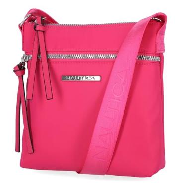 Imagem de Nautica Diver Bolsa tiracolo feminina pequena de nylon com alça de ombro ajustável, Framboesa com zíper, One Size