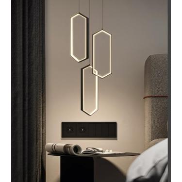 Imagem de dolria Anel lustre moderno LED regulável iluminação pendente ajustável altura para cozinha ilha hall de entrada sala de estar escadas preto