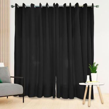 Imagem de Cortina Manu 3.00m x 2.50m Decorativa Micro Percal Ilhós Branco Sala Q