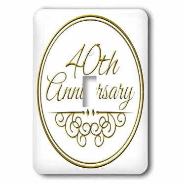 Imagem de 3dRose lsp_154482_1 Presente de aniversário de 40 anos texto dourado para celebrar casamentos comemorativos 40 anos casados juntos capa para interruptor de luz