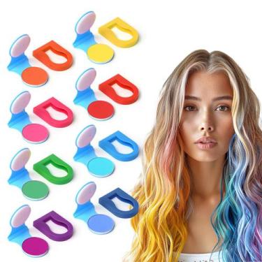 Imagem de Tintura de cabelo temporária com giz de 8 cores para meninas, crianças