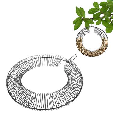 Imagem de Pssopp Alimentador de Pássaros de Amendoim, Aço Carbono Grande Capacidade Portátil Pendurada Bobina de Mola Alimentar de Bobina para a árvore de Jardim Ao Ar Livre (BLACK)