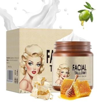 Imagem de HXYDNBF Sebo bovino para pele, sebo bovino alimentado com capim bálsamo de mel natural orgânico sebo bovino para rosto profundamente hidratante para corpo e pele seca (105 g)