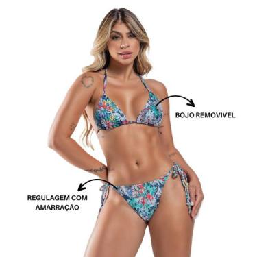 Imagem de Biquíni Feminino Verão Orla Da Praia Estampado Com Bojo Removível Cort