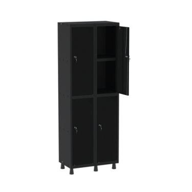 Imagem de Armário Locker 2 Colunas, 4 Portas com Prateleira Central com Duas Cha