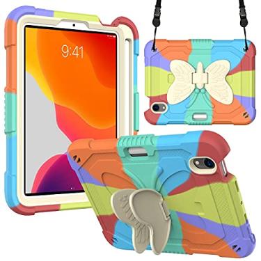 Imagem de Capa compatível com iPad Mini 6 de 8,3 polegadas 2021, iPad Mini 6ª Geração Capa para Presente Infantil Menino Menino e Menina, Linda Borboleta Suporte, Capa de Silicone à Prova de Choque para iPad Mini 6 de 8,3 polegadas, Vermelho Colorido