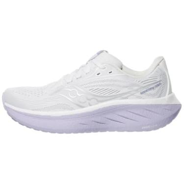 Imagem de Saucony Tênis de corrida feminino Ride 18, Branco/cardo, 6 Wide