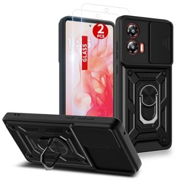 Imagem de Capa para Moto G-Stylus 5g 2024: com protetor de tela de 2 peças, capa de câmera deslizante e suporte para capa de celular Moto g-Stylus 2024, preta