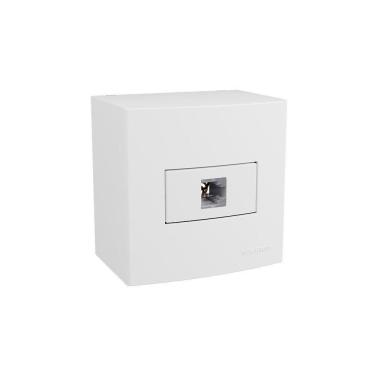 Imagem de Caixa De Sobrepor 75x75 Com Tomada Para Telefone Margirius Sleek Rj11 4 Fios Branca