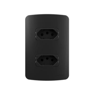 Imagem de Tomada Dupla Margirius B3 Colors 2p+t 10a Com Placa 4x2 Preto Ebony