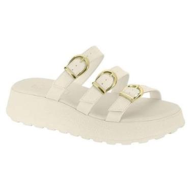 Imagem de Sandália Moleca Anabela Papete Flatform Fivelas Leve Eva-Feminino