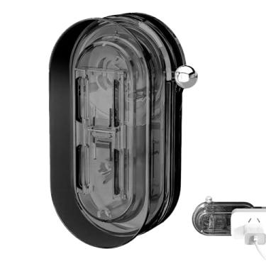 Imagem de ReignSword Suporte de régua elétrica para parede, suporte autoadesivo para tomada móvel de mesa com ventosa, fixador de mesa para cozinha, escritório em casa (preto)