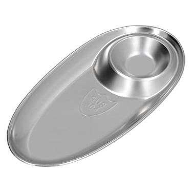 Imagem de YOUTHINK Placa de Lanche de Aço Inoxidável, Bandeja Dividida do Condimento para Casa, Cozinha, Festa, Camping Ao Ar Livre, Churrasco, (L 360ml 6,8x14.5cm / 2.7x5.7inin)