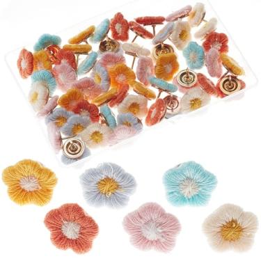 Imagem de SOFPLATE 1 caixa com 60 pinos de flores decorativas para polegar, pano, bordado, floresta, alfinete, quadro de cortiça, quadro branco, quadro de avisos, escritório