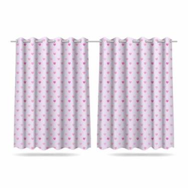 Imagem de Cortina Infantil Quarto Menina Corações 2,60x1,50m Mod 01 - DECORANDO 