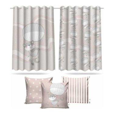 Imagem de Cortina Infantil Raposinha + 3 Capas Almofadas Quarto - DECORANDO E GR