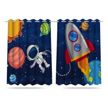 Imagem de Cortina Infantil Astronauta Foguete Menino 2,60x1,50 Mod2 - DECORANDO 
