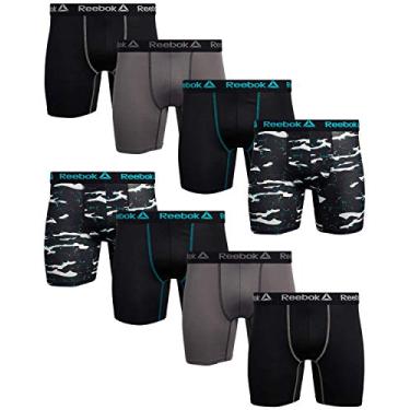 Imagem de Reebok Roupa íntima masculina – Cuecas boxer de desempenho (pacote com 8) (BlackArmy GreenGrey, Médio)