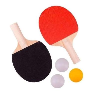 Imagem de 2X Kit Ping Pong Tenis De Mesa 2 Raquetes 3 Bolas Cor Vermel
