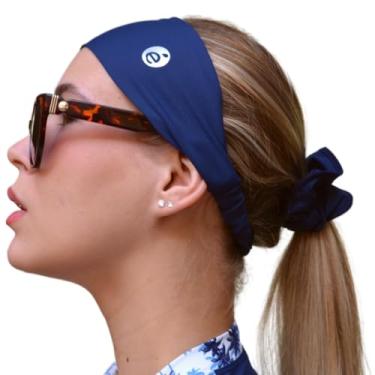 Imagem de Kit Faixa De Cabeça + Scrunchie Esportiva Headband Testeira UV50+ (Azul Marinho)
