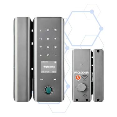 Imagem de ProlockBR® Fechadura Digital Eletrônica B321 para Porta de Vidro 8–10mm – Wi-Fi 2.4G, Biometria, Senha, Cartão, App Tuya Smart, Chave Física, Uso Interno, Sem Maçaneta