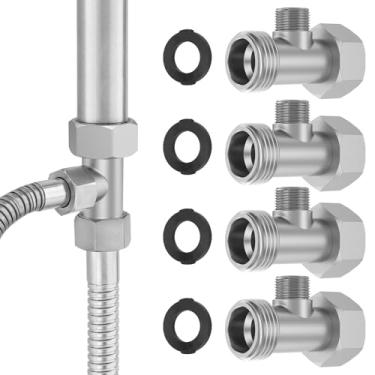 Imagem de Adaptador T de bidê de 4 peças, conector de válvula T de latão de 3 vias, 7/20.3 cm x 7/20.3 cm x 3/20.3 cm com junta à prova de vazamento, divisor de torneira de vaso sanitário de válvula T fácil de