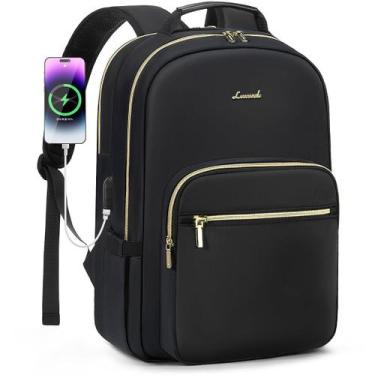 Imagem de Mochila para laptop LOVEVOOK para mulheres 18,4" impermeável preta