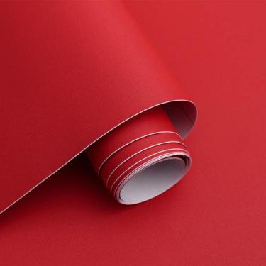 Imagem de Papel de parede Micpolo Red Matte Peel and Stick 15,7 x 39,4 polegadas