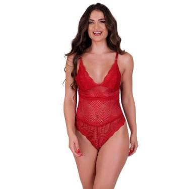 Imagem de Body de Renda Decote Bore Luiza - NAKA MODAS, GG, Vermelho