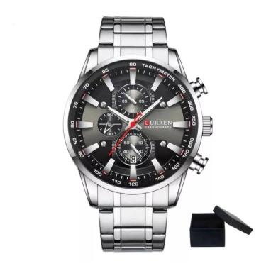 Imagem de Relógio Masculino Curren 8351 Prata/Preto cronógrafo funcional Aço