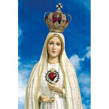 Imagem de Quebra-Cabeça Religioso Nossa Senhora de Fátima de 35 peças MDF com chaveiro