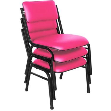 Imagem de Kit com 3 Cadeiras para Auditórios Linha Hotel Smart Rosa