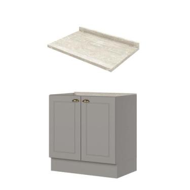 Imagem de Balcão para Cozinha 2 Portas 80cm X 84,5cm com Tampo Emily Espresso Mó