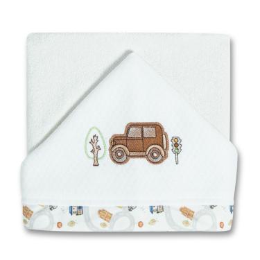 Imagem de Toalha de Banho Bebê Menino Pequena Cidade Bege 87x88cm -Hug