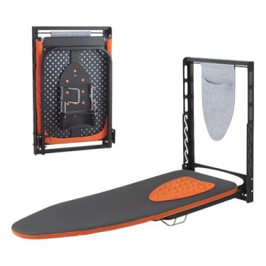 Imagem de Tábua de passar roupa montada na parede com suporte de ferro, tábua de engomar dobrável compacta de 91 x 33 cm para espaços pequenos, economia de espaço com capa de tecido de algodão e descanso de