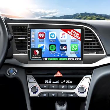 Imagem de 8 núcleos Qualcomm 4G + 64G para Hyundai Elantra 2016-2018 Android 15 rádio estéreo para carro com CarPlay Android Auto, tela sensível ao toque IPS de 9 polegadas 1280 x 720P IPS, Bluetooth5.1, GPS