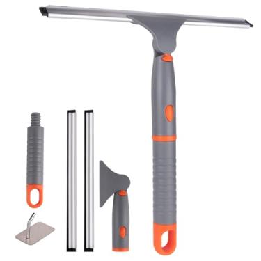 Imagem de Pacote com 2 2 rodos de chuveiro de 25,4 cm, lâmina de limpador macia de borracha para janela, segura de limpar, porta de chuveiro, banheiro, carro, para-brisa, espelhos de vidro