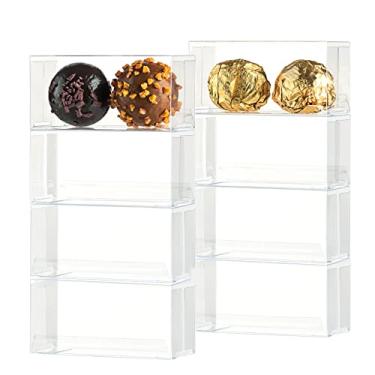 Imagem de JCXGRVC Pacote com 100 caixas de chocolate transparentes, 7,5 x 3,5 x 3,5 cm, caixas de trufas, pequenas caixas de presente de doces de padaria, embalagens de trufas para 2 trufas, casamentos