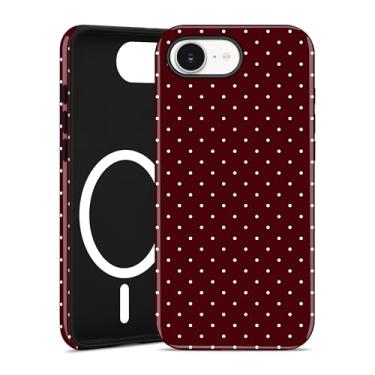 Imagem de Jusy Compatível com MagSafe Capa de bolinhas para iPhone 16e, linda capa de telefone magnética de bolinhas estéticas, TPU macio e policarbonato rígido para mulheres e meninas (brilhante) - Borgonha