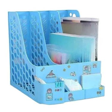 Imagem de Porta Livros e Organizador - Acabe com a Bagunça em Estantes e Mesas, Suporte para Separar Livros, Cadernos e Documentos com Estilo(1,(ORGRQ2023) AZUL)