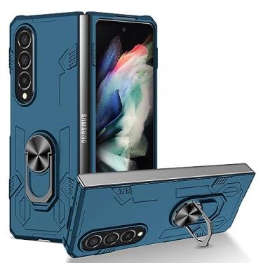 Imagem de Armor Phone Case para Samsung Galaxy Z Fold 5 4 3 2 Car Ring Holder Stand Back Cover Fold5, Dark Blue, for Z Fold 3