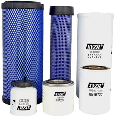 Imagem de XYZIL Kit de filtro de manutenção compatível com escavadeira Bobcat 337 341 para motor V2003, V2403 6666376 6675517 6667352 6670207 6516722 Serviço de óleo hidráulico de combustível de ar externo com