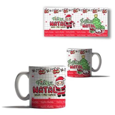 Imagem de Caneca Porcelana Então é Natal Mensagem de Paz Bichinhos - Enjoy Shop,