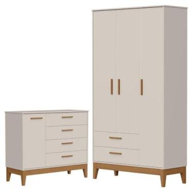 Imagem de Guarda Roupa Infantil Flip 3 Portas Com Cômoda Infantil Sapateira Flip