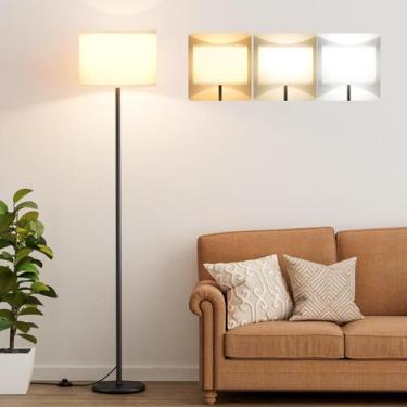 Imagem de Luminária de chão Ambimall Modern 155 cm com poste preto com sombra br