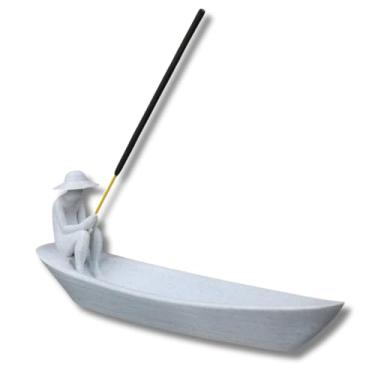 Imagem de Incensário Pescador Barco Porta Incenso de Palito Decoração