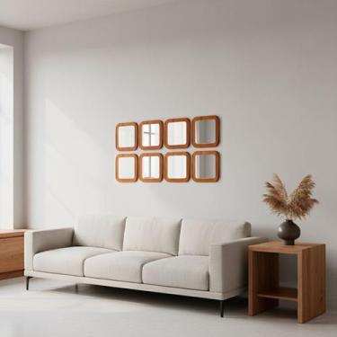 Imagem de Kit 8 Espelhos Decorativos 25x25cm Quadrado Poli - E2G Design