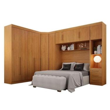 Imagem de Quarto de Casal Modulado 11 Portas Orion Cinamomo - Leifer Móveis